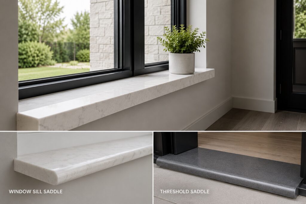 Custom stone window sills, thresholds, and engineered surfaces by Plato Surfaces