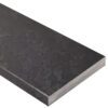 Dark grey stone saddle threshold with a honed finish, subtle natural veining, and eased edges, isolated on a white background.