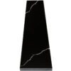Nero Marquino black stone saddle threshold with a polished finish and natural white veining, featuring eased edges, isolated on a white background.