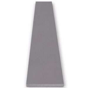 Space Grey Stone Saddle Threshold with a smooth matte finish, soft cool gray color, and fine charcoal speckling, shown on a white background with finished edges for doorway and floor transitions.