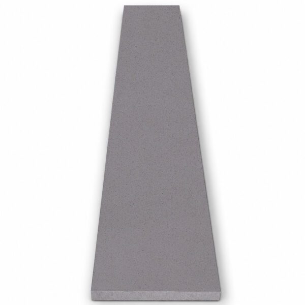Space Grey Stone Saddle Threshold Space Grey Stone Saddle Threshold with a smooth matte finish, soft cool gray color, and fine charcoal speckling, shown on a white background with finished edges for doorway and floor transitions.