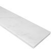 White marble stone wall cap with subtle gray veining, designed for shower walls, knee walls, pony walls, and architectural partitions.