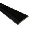 Absolute Black Polished Granite Stone Double Hollywood Saddle Threshold with dual sloped beveled edges, featuring a smooth matte black finish for durable, modern doorway and floor transitions.