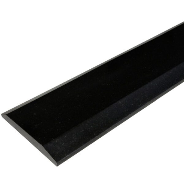 Absolute Black Polished Granite Stone Double Hollywood Saddle Threshold with dual sloped beveled edges, featuring a smooth matte black finish for durable, modern doorway and floor transitions.