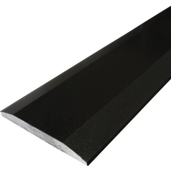 Absolute Black Matte Granite Stone Double Hollywood Saddle Threshold Absolute Black Matte Granite Stone Double Hollywood Saddle Threshold with dual sloped beveled edges, featuring a smooth matte black finish for durable, modern doorway and floor transitions.