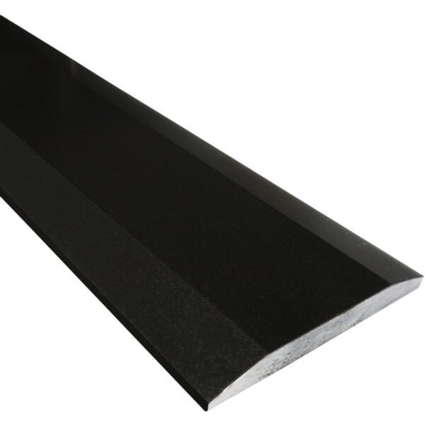 Absolute Black Matte Granite Stone Double Hollywood Saddle Threshold Absolute Black Matte Granite Stone Double Hollywood Saddle Threshold with dual sloped beveled edges, featuring a smooth matte black finish for durable, modern doorway and floor transitions.
