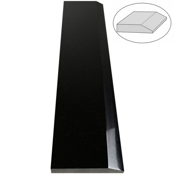 Absolute Black Granite Polished Stone Single Hollywood Saddle Threshold Absolute Black Granite Stone Single Hollywood Saddle Threshold – One Sloped Edge