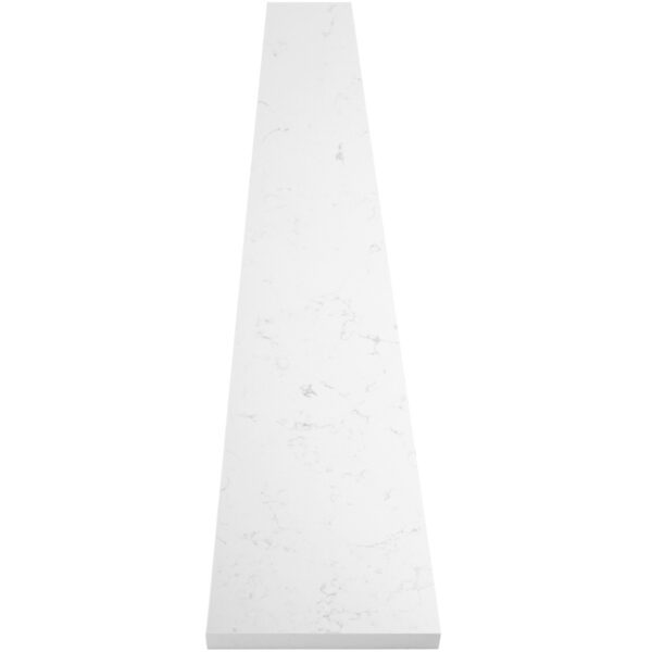 Bianco Carrara Stone Shower Curb Top Bianco Carrara Stone Shower Curb Top featuring a white surface with natural gray veining, polished finish, and beveled long edges for durable, water-resistant shower curb installations.