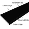 Black Stone Shower Curb Top, shower sill, and curb cap in solid black stone with a polished finish and beveled long edges, designed for durable, water-resistant tile showers and frameless glass shower enclosures.
