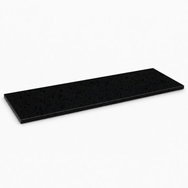 Black stone shower bench seat with a smooth, modern finish