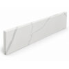 Calacatta white stone bathroom vanity backsplash with elegant grey veining and a smooth rectangular design.