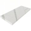 Calacatta White Stone Shower Niche Shelf with a bright white surface and bold gray veining, designed for recessed shower storage in tile showers, walk-in showers, and luxury bathrooms.