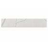 Calacatta white stone bathroom vanity backsplash with elegant grey veining and a smooth rectangular design.
