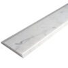 Carrara White Marble Stone Single Hollywood Saddle Threshold with one sloped edge and one straight edge, featuring natural gray veining on a white marble surface for smooth doorway and floor transitions.