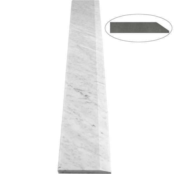 Carrara White Marble Stone Single Hollywood Saddle Threshold – One Sloped Edge