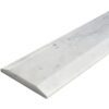 Carrara White Marble Stone Double Hollywood Saddle Threshold with dual sloped edges, soft white background, natural gray veining, and polished finish for elegant doorway and floor transitions.