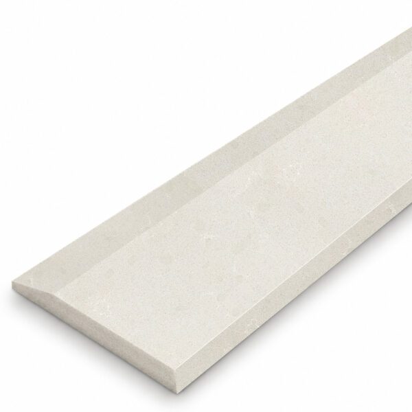 Signature Light Beige Stone Single Hollywood Saddle Threshold with one sloped edge and one straight edge, featuring a warm light beige stone surface for smooth, durable doorway and floor transitions.