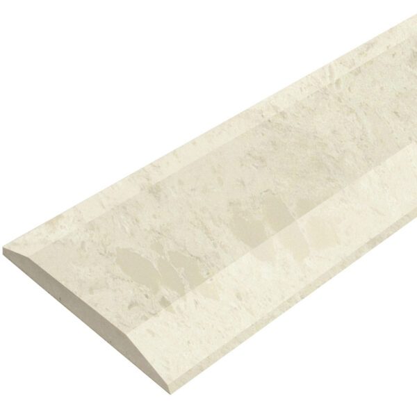 Madreperola Creamy Beige Stone Double Hollywood Saddle Threshold Madreperola Creamy Beige Stone Double Hollywood Saddle Threshold with a soft creamy beige color, subtle natural variation, and two beveled long edges for smooth, durable doorway and floor transitions.