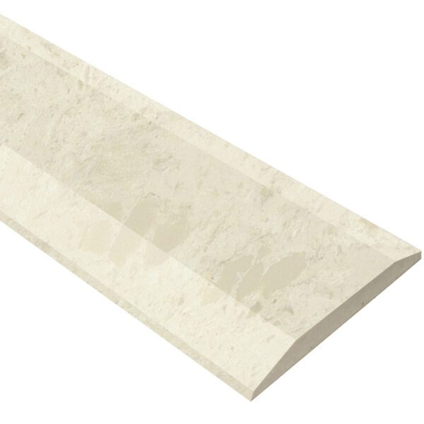 Madreperola Creamy Beige Stone Double Hollywood Saddle Threshold Madreperola Creamy Beige Stone Double Hollywood Saddle Threshold with a soft creamy beige color, subtle natural variation, and two beveled long edges for smooth, durable doorway and floor transitions.