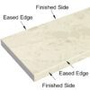 Madreperola Creamy Beige Stone Shower Curb Top with a warm creamy beige finish, subtle natural stone pattern, precision-cut beveled edges, and durable engineered stone construction, ideal as a shower sill and curb cap for tile showers, walk-in showers, and frameless glass shower enclosures.