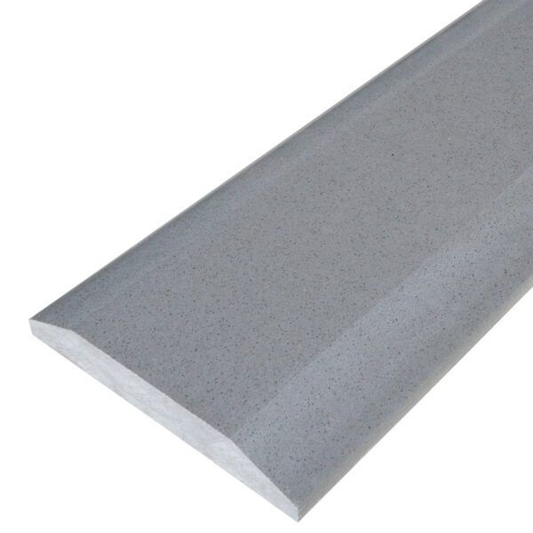 Midnight Grey Stone Double Hollywood Saddle Threshold with dual sloped beveled edges, featuring a deep charcoal-gray color with subtle natural variation, designed for smooth, durable doorway and floor transitions.
