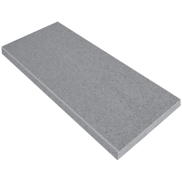 Midnight Grey Stone Shower Niche Shelf with a polished finish, precision-cut edges, and a modern dark grey stone surface, designed for recessed shower niches and bathroom wall storage.