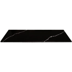 Nero Marquina black stone shower bench seat with distinctive white veining