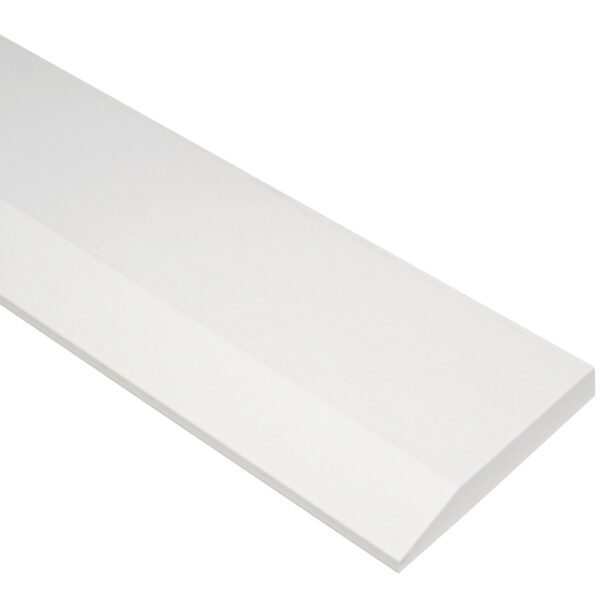 Pure White Stone Single Hollywood Saddle Threshold Pure White Stone Single Hollywood Saddle Threshold with one sloped edge and one straight edge for smooth doorway and floor transitions.