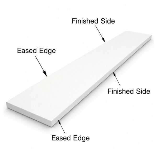 Pure White Stone Shower Curb Top with a smooth solid white finish, designed to provide a durable, water-resistant transition for tile showers and frameless glass shower enclosures.