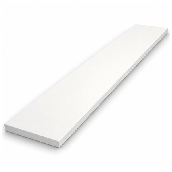 Pure White Stone Shower Curb Top with a smooth solid white finish, designed to provide a durable, water-resistant transition for tile showers and frameless glass shower enclosures.