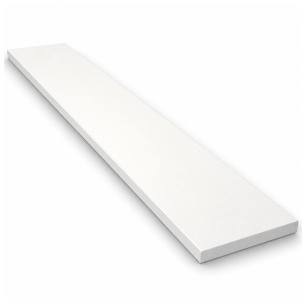 Pure White Stone Shower Curb Top with a smooth solid white finish, designed to provide a durable, water-resistant transition for tile showers and frameless glass shower enclosures.