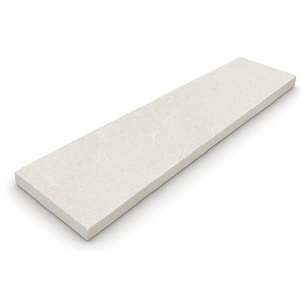 Signature Light Beige Stone Shower Curb Top with a soft light beige finish, precision-cut beveled edges, and durable engineered stone construction, designed as a premium shower sill and curb cap for tile showers, walk-in showers, and frameless glass shower enclosures.