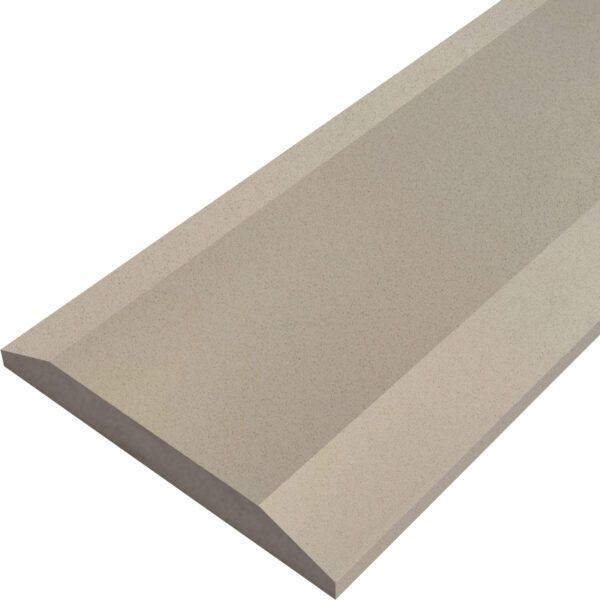 Taupe Grey Stone Double Hollywood Saddle Threshold Taupe Grey Stone Double Hollywood Saddle Threshold featuring two beveled sloped edges, warm taupe-gray tones, and a smooth finish for durable, elegant doorway and floor transitions.