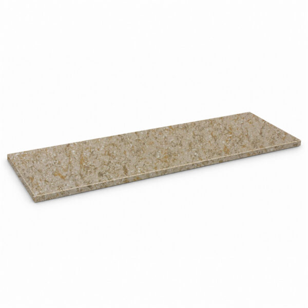 Walnut Brown Stone Shower Bench Seat Walnut brown stone shower bench seat with a smooth surface and modern rectangular design.