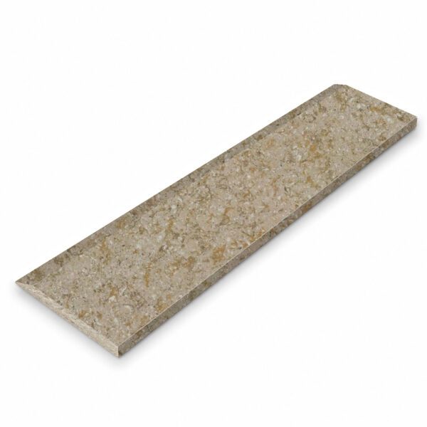 Walnut Brown Stone Single Hollywood Saddle Threshold with one sloped edge and one straight edge, featuring a rich walnut brown stone surface for smooth, durable doorway and floor transitions.