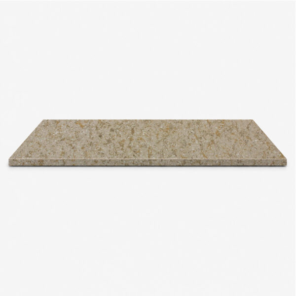 Walnut Brown Stone Shower Bench Seat Walnut brown stone shower bench seat with a smooth surface and modern rectangular design.