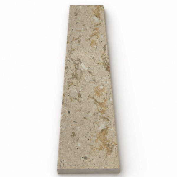 Walnut Brown Stone Shower Curb Top Walnut Brown Stone Shower Curb Top with a rich walnut brown finish, subtle natural stone pattern, precision-cut beveled edges, and durable engineered stone construction, designed as a premium shower sill and curb cap for tile showers, walk-in showers, and frameless glass shower enclosures.