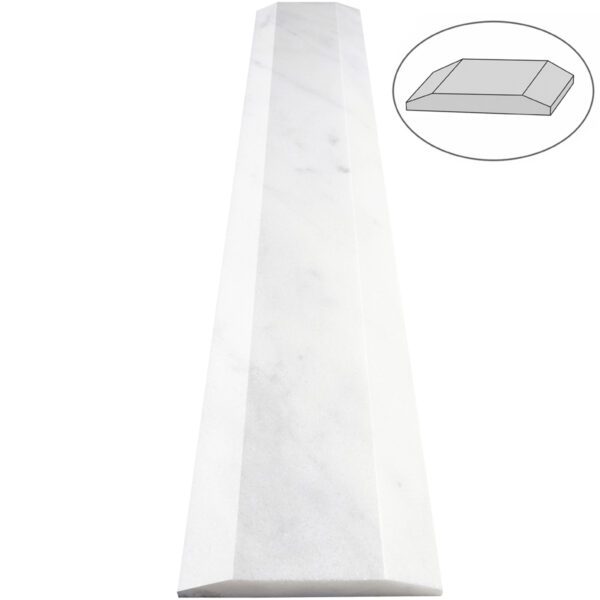White Marble Stone Double Hollywood Saddle Threshold White Marble Stone Double Hollywood Saddle Threshold – ADA Sloped Edge
