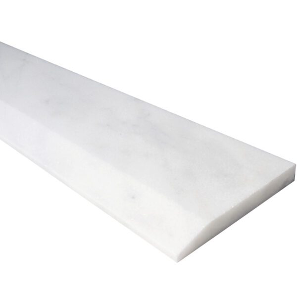 White Marble Stone Single Hollywood Saddle Threshold White Marble Stone Single Hollywood Saddle Threshold with one sloped edge and one straight edge, featuring a soft white surface with subtle natural variation for smooth, durable doorway and floor transitions.